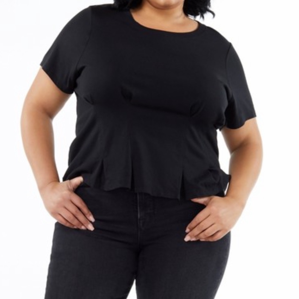 Good American Plus Size Black Soft Cotton Corset Tee sz 5 2XL 18/20